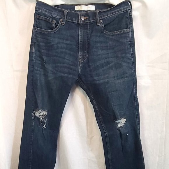 Men's Levi's Signature Gold Jeans sz 32x34 Distressed Denim Dark Wash - Picture 1 of 10